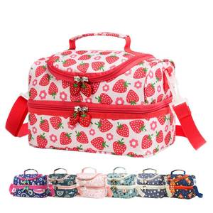 lot 20195 image: Life on track Insulated Kids Dual Compartment Lunch Bags Tote for Girls Boys Toddler Lunch Boxes Pre-School Toddler Kindergarten Picnic Camp Food Cooler Thermal with Strap (Bright Strawberry)