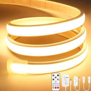 lot 20203 image: Lamomo COB LED Strip Lights Pro, 16.4Ft Warm White Dimmable Self-Adhesive Led Rope Light with Remote, Flexible Cuttable Waterproof 3000K Silicone Neon Tape Lights for Bedroom, Indoor, Outdoor,Cabinet