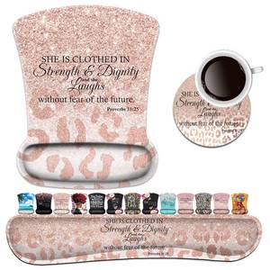 lot 20225 image: Keyboard Wrist Rest Pad and Ergonomic Mouse Pad Wrist Support Set Proverbs 3125 Bible Verse Leopard Star Pattern for Gaming, Office, Comfortable and Pain Relief with Coaster Set