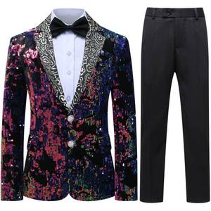 lot 20247 image: SWOTGdoby Boys Tuxedo Suit Shiny Formal Blazer (BLAZER ONLY, Size 6-7 Years)