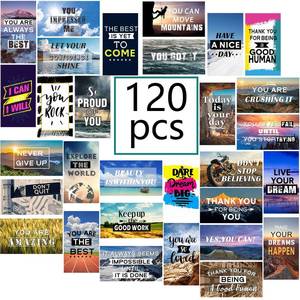 lot 20267 image: Outus 120 Pcs Motivational Encouragement Inspirational Card Boho Rainbow (Open Box, May Be Missing Pieces)