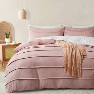 lot 1725 image: Oli Anderson 3PCS Pleated Duvet Cover Set, Misty Rose, King
