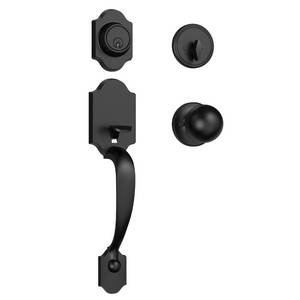 lot 1727 image: Estmoon Front Door Lock Set Matte Black Exterior Door Handle, Deadbolt Lock with Interior Door Knob for Entry Doors, Front Door Handle and Single Cylinder Deadbolt Reversible for Left &Right Hand Door