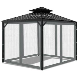 lot 1731 image: A 10x12 Gazebo Mesh Netting, 4 Panels with Zippers, Gray