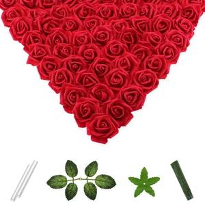 lot 1734 image: Vignor 100 Pcs 2 in Artificial Rose Head Bulk (Rose Cherry Red)