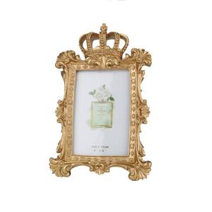 lot 1737 image: Kaolituis Gold Crown Photo Frame, 6inch Resin Picture Frame with Kickstand - Vintage Picture Frame for Portrait or Couple Photos
