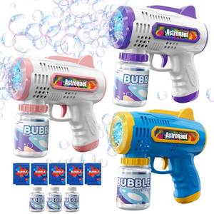 lot 1743 image: Britik 3 Pack Bubble Guns with Refill Solution, Automatic Bubble Machine