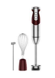lot 1749 image: MEGAWISE Immersion Hand Blender 3-in-1, 12-Speed Stick Blender with Turbo, Egg Whisk & Milk Frother for Soups, Sauces, Smoothies and Baby Food, Red