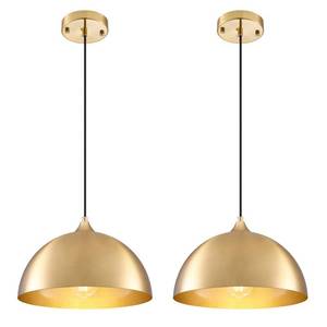 lot 1753 image: SESIMENT Gold-Electroplated Industrial Pendant Light 11.8inches 2 Packs,Mental Hanging Light Fixtures for Kitchen Island,Dome Pendant Light,Ceiling Light Fixtures for Restaurant Dining Room Aisle