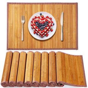lot 1755 image: Hushee 8 Pcs Bamboo Placemats Dining Table Mats Washable Heat Place Resistant Mat for Dining Kitchen Room Table, 18 x 12 Inch(Classic Style)
