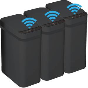 lot 1756 image: 3 PACK - Bathroom Trash Can with Lid - 2.5 Gallon Automatic Trash Cans