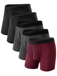 lot 2244 image: TIICHOO Incontinence Underwear for Men Washable Soft Reusable Leakproof Boxer Briefs with Fly Protective for Bladder Leakage 5 Pack (X-Large, 2 Black2 Grey 1 Burgundy)