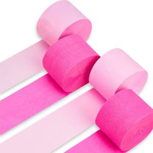 lot 2253 image: PartyWoo Hot Pink Crepe Paper Streamers 4pcs 328 FT Hot Pink Streamers