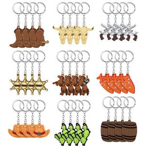 lot 2264 image: Panelee 36 Pcs Western Cowboy Keychain Bulk Silicone Horse Boot Cowboy Hat Western Themed Party Keychain for Christmas Holiday Birthday Gifts