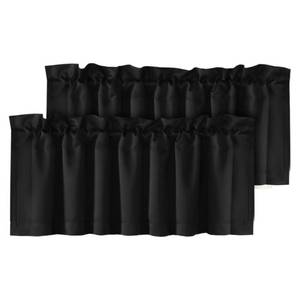 lot 2271 image: H.VERSAILTEX Blackout Valances for Window, Black Kitchen Valances Curtains for Living RoomBedroomBathroom Short Window Privacy Decorative Rod Pocket 2 Packs, 52 W x 18 L, Black
