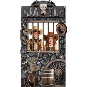 lot 2272 image: Western Jail Theme Photo Banner Western Party Decoration Cowboy Prison Door Backdrop Photo Prop Large Fabric Jail Photography Background for Indoor Outdoor Birthday Crime Theme Party Supplies(Stone)