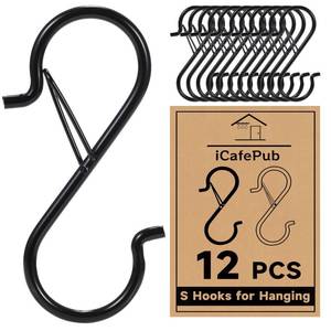 lot 2289 image: 12 PCS S Hooks for Hanging with Safety Buckle, Heavy Duty Metal S Hooks