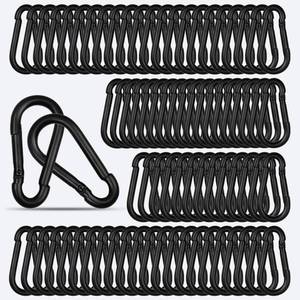 lot 2293 image: 100PCS Heavy Duty Carabiner Clip, 2IN Spring Snap Hook, Black