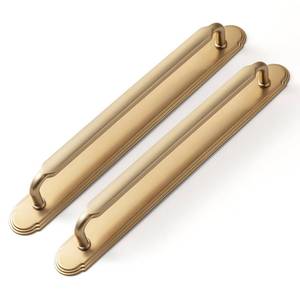 lot 2307 image: Goo-Ki 2 Pack Champagne Bronze Cabinet Pulls with Backplate Spacer, 7-12 Hole Center Zinc Alloy Kitchen Drawer Pulls Handles