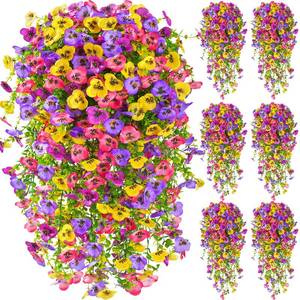 lot 2323 image: Serwalin Artificial Fake Hanging Flowers for Outdoors Planters,6PCS UV Resistant Faux Pansy Spring Flowers for Outside Porch Patio Garden Window Box (Mixed Colors)
