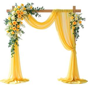 lot 2327 image: Shillance Yellow Wedding Arch Draping Fabric, 2 Packs 29 x 20FT Sheer Fabric Arch Drapery Curtain Backdrop Ceiling Drapes for Wedding Arbor Ceremony Canopy Birthday Party Decorations