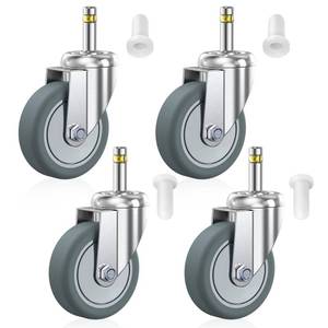 lot 2329 image: HOLKIE Stem Caster Wheels 3 inch Casters Set of 4, 716-Inch Stem Diameter Swivel Castors Heavy Duty TPR Rubber Replacement Castor for Cart, Stool, Mop Bucket, Grill, Shop Vac