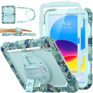 lot 2341 image: SEYMAC- Stock Case for iPad (A16) 11th10th Generation 1110.9 20252022, Full-Body Drop Protection Case with Screen Protector &360° Rotate Hand StrapStand, SkyBlue Camo