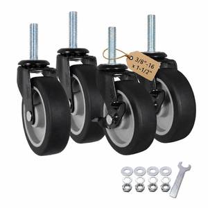 lot 2347 image: AXL 3 Inch Caster Wheels Set of 4, 38-16 x 1-12 Threaded Stem Casters with Brake, Heavy Duty TPR Rubber Swivel Caster Wheels, Quiet Smooth Rolling Casters for Workbench, Cart, Cabinet, Shelving