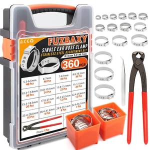 lot 2361 image: 360PCS Single Ear Hose Clamps Kit with Crimper for Auto,PEX Tubing,Marine