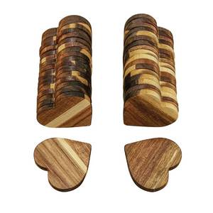 lot 2371 image: 36 Pack 2.7x2.5 Inch Heart Shaped Coaster for Valentines Day Acacia Wood Drink Coasters for Fathers Day Wooden Coasters for Mothers Day, Acacia Wood Cup Coasters for Gifts and Crafts