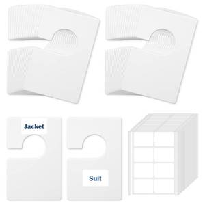 lot 2378 image: Giloaou 36 Pack White Clothing Rack Size Dividers with 50 Large Blank Labels, Rectangular Clothing Closet Dividers, Reusable Closet Separators for Wardrobe Organization