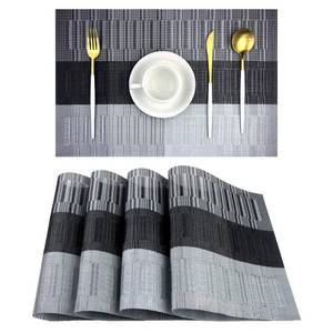 lot 2383 image: PIGCHCY Placemats,Washable Vinyl Woven Table Mats,Elegant Durable Placemats for Dining Table Set of 4 (Black)