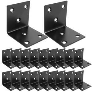 lot 2398 image: 20 PCS Corner Brace 2 X 2 Inch Stainless Steel L Bracket Heavy Duty Black Large Joint Right Angle 90 Degree Fastener for Wood Furniture Cabinet Drawer Bed Chair