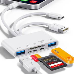 lot 2399 image: 5-in-1 Memory Card Reader, USB OTG Adapter & SD Card Reader for i-Phonei-Pad, USB C and USB A Devices with Micro SD & SD Card Slots, Supports SDMicro SDSDHCSDXCMMC