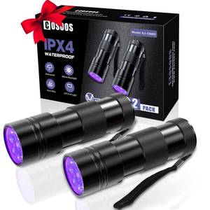 lot 2401 image: COSOOS 2 Pack UV Flashlight, 12 LED Handheld Blacklight Flashlight 395nm Mini Light Torch Detector for Dog Pet Urine Stains, Bed Bugs and Scorpions. (Batteries not Included)