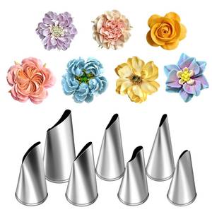 lot 2402 image: Hendiy 7 PiecesSet Stainless Steel Cake Decorating Tips Set