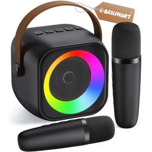lot 2414 image: Mini Karaoke Machine,Portable Bluetooth Speaker with 2 Wireless Microphones