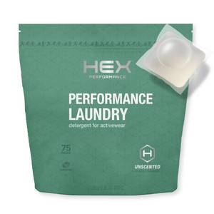 lot 2417 image: HEX Performance Activewear Laundry Detergent Packs, Unscented, 75 Count