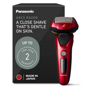 lot 2418 image: Panasonic ARC5 Electric Razor for Men Face, Wet & Dry Shavers for Men with Foil Shaver, Pop-up Trimmer, Ultra-Fast 5-Blade, Smart Shave Sensor, 16D Flexible Pivoting Head - ES-ALV6HR (Red)