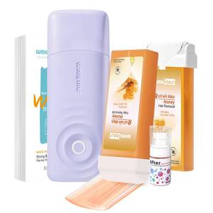 lot 2422 image: Waxfans Smart Wax Roller Kit, Roll On Wax Kit for Women & Men, Cera Para Depilar at Home Waxing Kit for Body and Legs Hair Removal, with 2 Wax Refills (Honey) & 50 Wax Strips, Easy & Smooth(Honey)