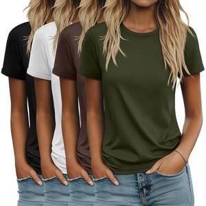 lot 2444 image: Ficerd 4 Pack Womens Cotton T Shirts Short Sleeve Casual Tops M 4Color