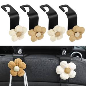 lot 2447 image: Hbxdeco 4PCS Car Seat Headrest Hook, Cute Flower Car Seat Back Hanging Hook, Auto Seat Purse Hanger Organizer for Handbag Clothes Coat Grocery Bag, Universal Interior Car Accessories (WhiteBrown)