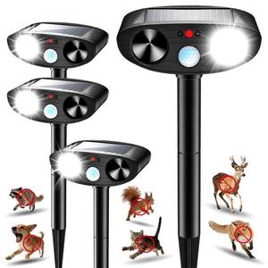 lot 3032 image: 2026 Upgraded Solar Ultrasonic Animal Repeller Outdoor, Sonic Fortress Pro Deer Repellent with Motion, Waterproof,Cat Deterrent for Garden Yard, Squirrel Raccoon Skunk Rabbit Dog Bird (Black, 4)