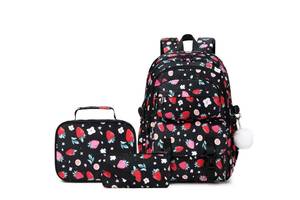lot 3043 image: Miacollie Kids Backpack for Girls with Lunch Box Teen Girl Backpacks Set Travel Daypack Large Bookbags for Teens Girls (strawberry)