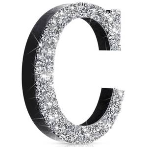 lot 4127 image: 12 Silver Rhinestone Bling Letters Glitter Crushed Diamond Decor,Letter C