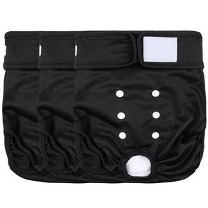 lot 4128 image: wegreeco Washable Female Dog Diapers Highly Absorbent Reusable Diapers for Dog in Heat Dog Period Diapers, 3 Pack (Black,Large