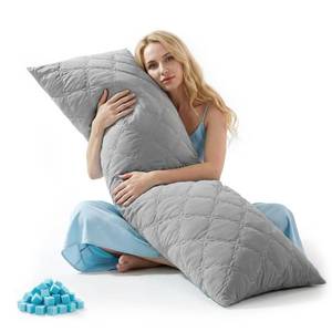lot 5249 image: BEDELITE Cooling Body Pillow, Memory Foam Filled, Light Grey, 20x54 Inches