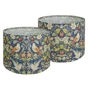 lot 5260 image: Drum Lamp Shades Set of 2, Vintage Lamp Shades for Table Lamps Floor Lamps - 13 x 13 x 10, Medium Birds Lampshade (Spider Fitter), Assembly Required