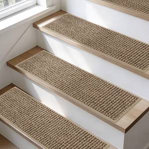 lot 5263 image: BEQHAUSE Stair Treads Non Slip for Wooden Steps 28x9in, 15pcs, Taupe