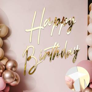 lot 5264 image: Yousoontic Happy Birthday Sign for Backdrop, 23 x 20 Inch, Classic, Silver